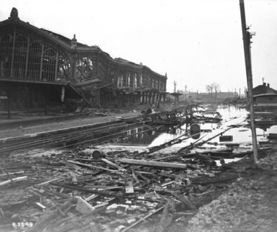 298_The flooded Station at Valenciennes. November, 1918.